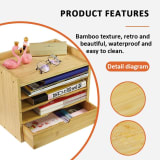 5 Tier Bamboo Desk Organizer With Drawer, Tabletop File And Document Holder With Shelves For Home, Office And School, Natural - Image 5