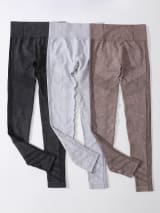 Women Seamless High Waist Yoga Leggings 3 Pack, Ribbed Textured Workout Pants, Butt Lifting Tummy Control Athletic Gym Running Leggings For Fitness - Image 8