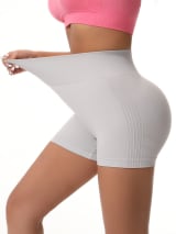 Women's High Waist Seamless Biker Shorts, Ribbed Textured Butt Lifting Tummy Control Fitness Yoga Workout Athletic Shorts - Image 14