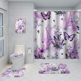 Bathroom Five-piece Set, Shower Curtain, Three-piece Mat Set, Aluminum Alloy Decorative Painting - Image 18