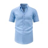 Jiachuan Cross-Border Summer Short-Sleeved Men's Shirt With Wave Texture, Beach Vacation Fashion Shirt, Men's Lapel T-Shirt - Image 5