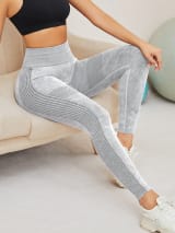 Women Seamless Washed Yoga Leggings High Waist Tummy Control Butt Lifting Ribbed Workout Gym Athletic Pants - Image 9
