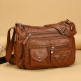 Womens Multi-compartment Soft Leather Crossbody Bag - Image 3