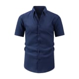 Jiachuan Cross-Border Summer Short-Sleeved Men's Shirt With Wave Texture, Beach Vacation Fashion Shirt, Men's Lapel T-Shirt - Image 12