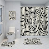 Bathroom Five-piece Set, Shower Curtain, Three-piece Mat Set, Aluminum Alloy Decorative Painting - Image 18
