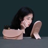 Portable Led Desk Storage Cosmetic Mirror Organizer Box With Light - Image 5
