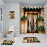 Bathroom Five-piece Set, Shower Curtain, Three-piece Mat Set, Aluminum Alloy Decorative Painting - Image 1