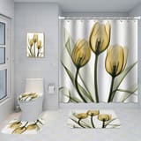 Bathroom Five-piece Set, Shower Curtain, Three-piece Mat Set, Aluminum Alloy Decorative Painting - Image 9