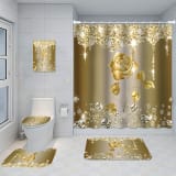 Bathroom Five-piece Set, Shower Curtain, Three-piece Mat Set, Aluminum Alloy Decorative Painting - Image 35