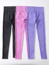 Women Seamless High Waist Yoga Leggings 3 Pack, Ribbed Textured Workout Pants, Butt Lifting Tummy Control Athletic Gym Running Leggings For Fitness - Image 12