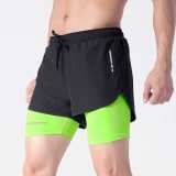 Men's Drawstring Sports Shorts Double Layer Quick Dry High Elasticity Activewear Pants - Image 4
