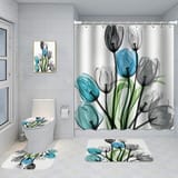 Bathroom Five-piece Set, Shower Curtain, Three-piece Mat Set, Aluminum Alloy Decorative Painting - Image 31