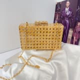Retro Evening Party Wicker Acrylic Single-shoulder Chain Crossbody Bag For Women - Image 1