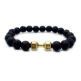 Men's Jewelry Alloy Metal Barbell & Lava Rock Stone Beads Fitness Fashion Dumbbell Bracelet - Image 10