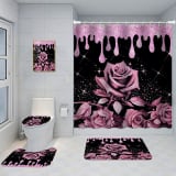 Bathroom Five-piece Set, Shower Curtain, Three-piece Mat Set, Aluminum Alloy Decorative Painting - Image 24