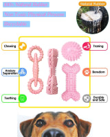 4 Pack Puppy Teething Chew Toys For Small Medium Dogs  Girl Dog Toy Set  Cute 2-8 Months  Cleaning Teeth  Food Dispensing  Durable  Interactive Bone Donut Chew Toy Dental Ball Treat Dumbbell - Image 6
