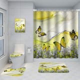 Bathroom Five-piece Set, Shower Curtain, Three-piece Mat Set, Aluminum Alloy Decorative Painting - Image 21