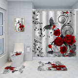 Bathroom Five-piece Set, Shower Curtain, Three-piece Mat Set, Aluminum Alloy Decorative Painting - Image 22
