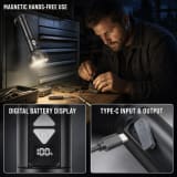 Rechargeable White Laser Magnetic Battery Display LED Flashlight 3580 1200LM For Camping Outdoor Emergency 1x - Image 6