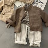 Boys' Motorcycle-style Jacket Top And Pants Three-piece Set - Image 1