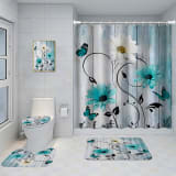 Bathroom Five-piece Set, Shower Curtain, Three-piece Mat Set, Aluminum Alloy Decorative Painting - Image 18