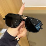 Retro Double-bar Frame Sunglasses, Men's And Women's Identical Pilot Tinted Sunglasses, UV-protective, Outdoor Driving Sun Goggles, Simple And Versatile, Available In Multiple Colors, Fashionable Prot - Image 1
