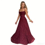 Cross-Border Amazon European And American Style Women's Evening Dress New Fashion Versatile Hot Girl Style Burgundy Sexy Suspender Dress - Image 5