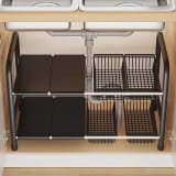Kitchen Storage Rack With Retractable Sink, Layered Pot Rack In Cabinet, Multifunctional Cabinet Storage Rack For Pots And Pans - Image 1