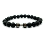 Men's Jewelry Alloy Metal Barbell & Lava Rock Stone Beads Fitness Fashion Dumbbell Bracelet - Image 6