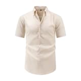 Jiachuan Cross-Border Summer Short-Sleeved Men's Shirt With Wave Texture, Beach Vacation Fashion Shirt, Men's Lapel T-Shirt - Image 13