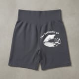 Dark Grey Yoga Shorts The Buttocks Of White Lips & Skull Graphic Activewear - Image 4