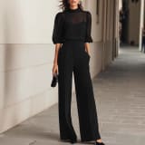 European And American Cross-Border Fashion Set For Women, New Summer Style, Slimming Printed Short-Sleeve Wide-Leg Pants Three-Piece Set - Image 3