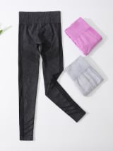 Women Seamless High Waist Yoga Leggings 3 Pack, Ribbed Textured Workout Pants, Butt Lifting Tummy Control Athletic Gym Running Leggings For Fitness - Image 2