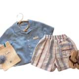 Boy's Cotton-linen Short-sleeve Shirt And Vertical-striped Shorts Two-piece Set - Image 5