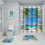 Bathroom Five-piece Set, Shower Curtain, Three-piece Mat Set, Aluminum Alloy Decorative Painting - Image 12