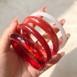 Circular Transparent Cross-section Geometric Resin Bracelet For Women - Image 6