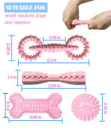 4 Pack Puppy Teething Chew Toys For Small Medium Dogs  Girl Dog Toy Set  Cute 2-8 Months  Cleaning Teeth  Food Dispensing  Durable  Interactive Bone Donut Chew Toy Dental Ball Treat Dumbbell - Image 2