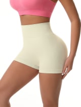 Women's High Waist Seamless Biker Shorts, Ribbed Textured Butt Lifting Tummy Control Fitness Yoga Workout Athletic Shorts - Image 11