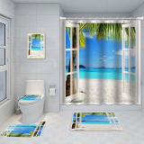 Bathroom Five-piece Set, Shower Curtain, Three-piece Mat Set, Aluminum Alloy Decorative Painting - Image 27