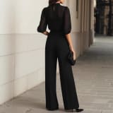 European And American Cross-Border Fashion Set For Women, New Summer Style, Slimming Printed Short-Sleeve Wide-Leg Pants Three-Piece Set - Image 4