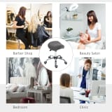 Saddle Stool Adjustable Hydraulic Rolling Beauty Salon Stool Ergonomic PU Leather Stool Round Grey - Image 4