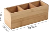 Bamboo Desk Organizer With 3 Compartments, Wooden Pen And Pencil Holder For Remote Controls, Makeup Brushes, Silverware And Office Supplies - Image 4