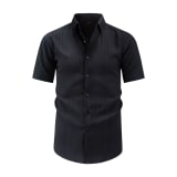 Jiachuan Cross-Border Summer Short-Sleeved Men's Shirt With Wave Texture, Beach Vacation Fashion Shirt, Men's Lapel T-Shirt - Image 7