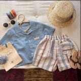 Boy's Cotton-linen Short-sleeve Shirt And Vertical-striped Shorts Two-piece Set - Image 6