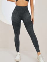 Women Seamless Washed Yoga Leggings High Waist Tummy Control Butt Lifting Ribbed Workout Gym Athletic Pants - Image 11