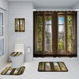 Bathroom Five-piece Set, Shower Curtain, Three-piece Mat Set, Aluminum Alloy Decorative Painting - Image 9