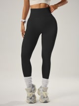 Women's 3PCS Seamless High Waist Ribbed Yoga Leggings, Butt Lifting Tummy Control Stretch Workout Pants, Breathable Slim Fit Gym Running Fitness Leggings For Daily & Active Wear - Image 10