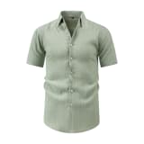 Jiachuan Cross-Border Summer Short-Sleeved Men's Shirt With Wave Texture, Beach Vacation Fashion Shirt, Men's Lapel T-Shirt - Image 10