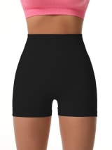Women's High Waist Seamless Biker Shorts, Ribbed Textured Butt Lifting Tummy Control Fitness Yoga Workout Athletic Shorts - Image 2
