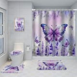 Bathroom Five-piece Set, Shower Curtain, Three-piece Mat Set, Aluminum Alloy Decorative Painting - Image 17